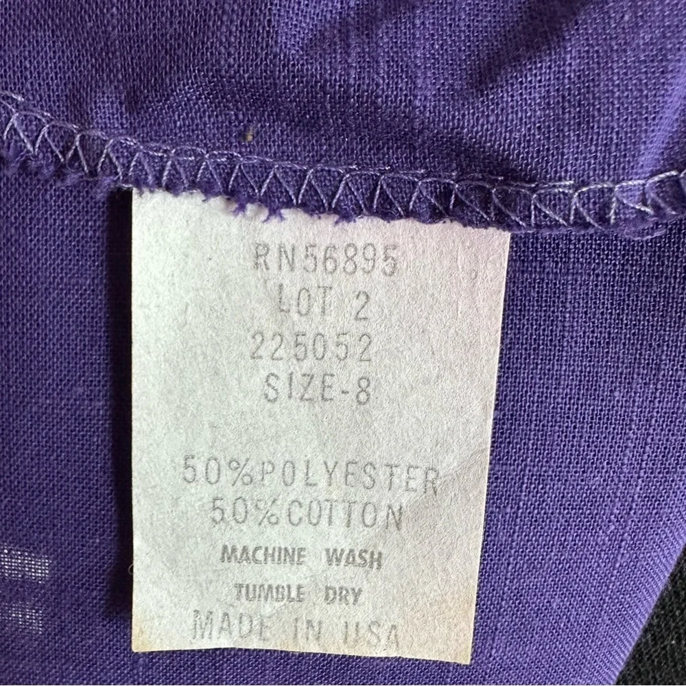 Vintage 1970’s Grape Purple Collared Bolero Style Jacket Coverlet Top - Picture 4 of 4